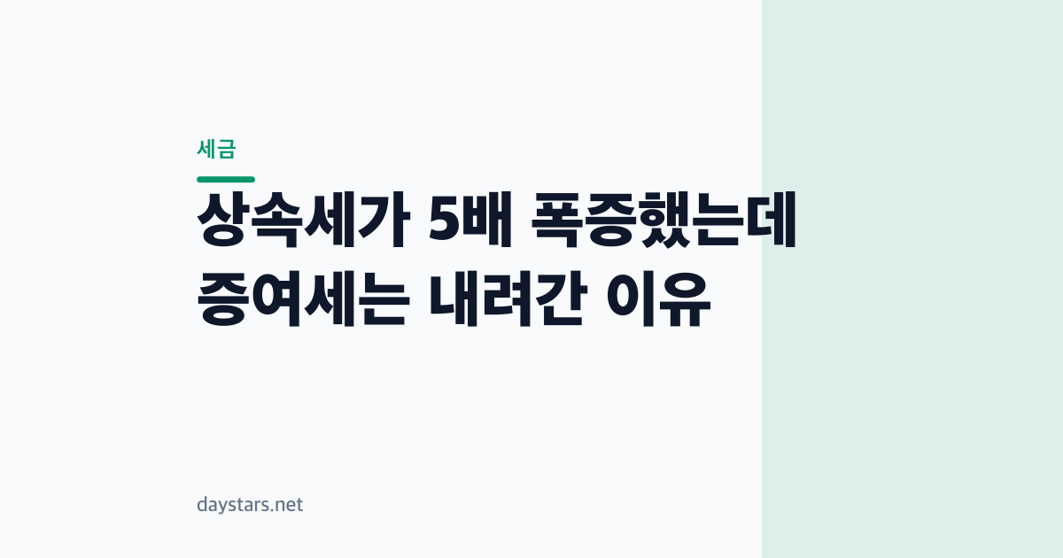 상속세가 5배 폭증했는데 증여세는 내려간 이유