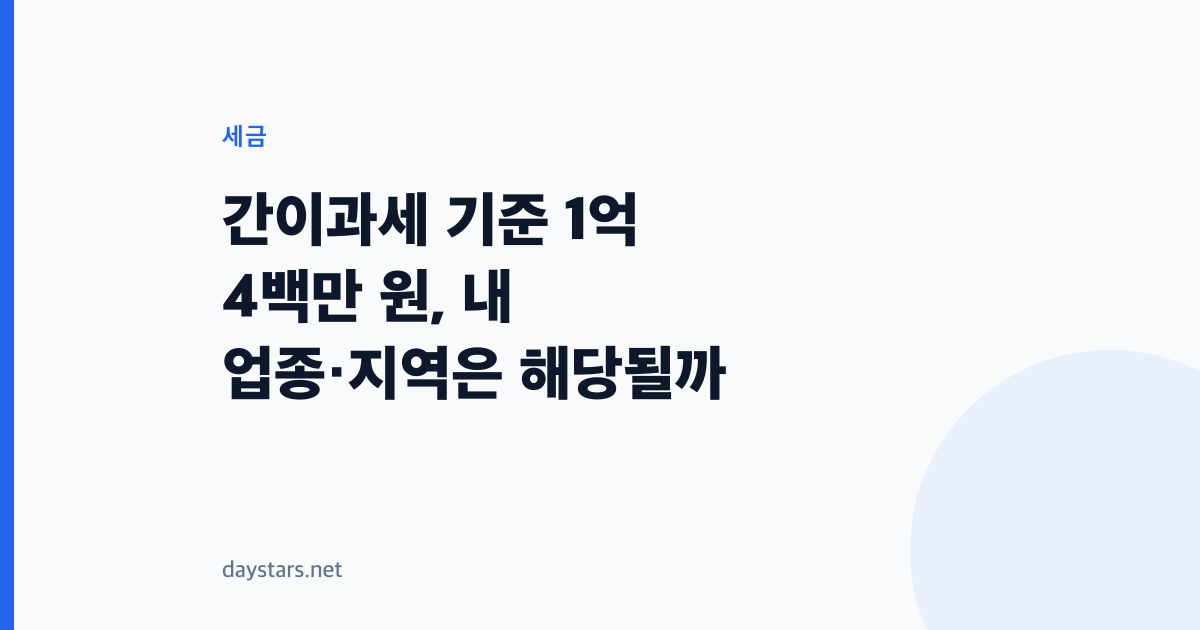 간이과세 기준 1억 4백만 원, 내 업종·지역은 해당될까